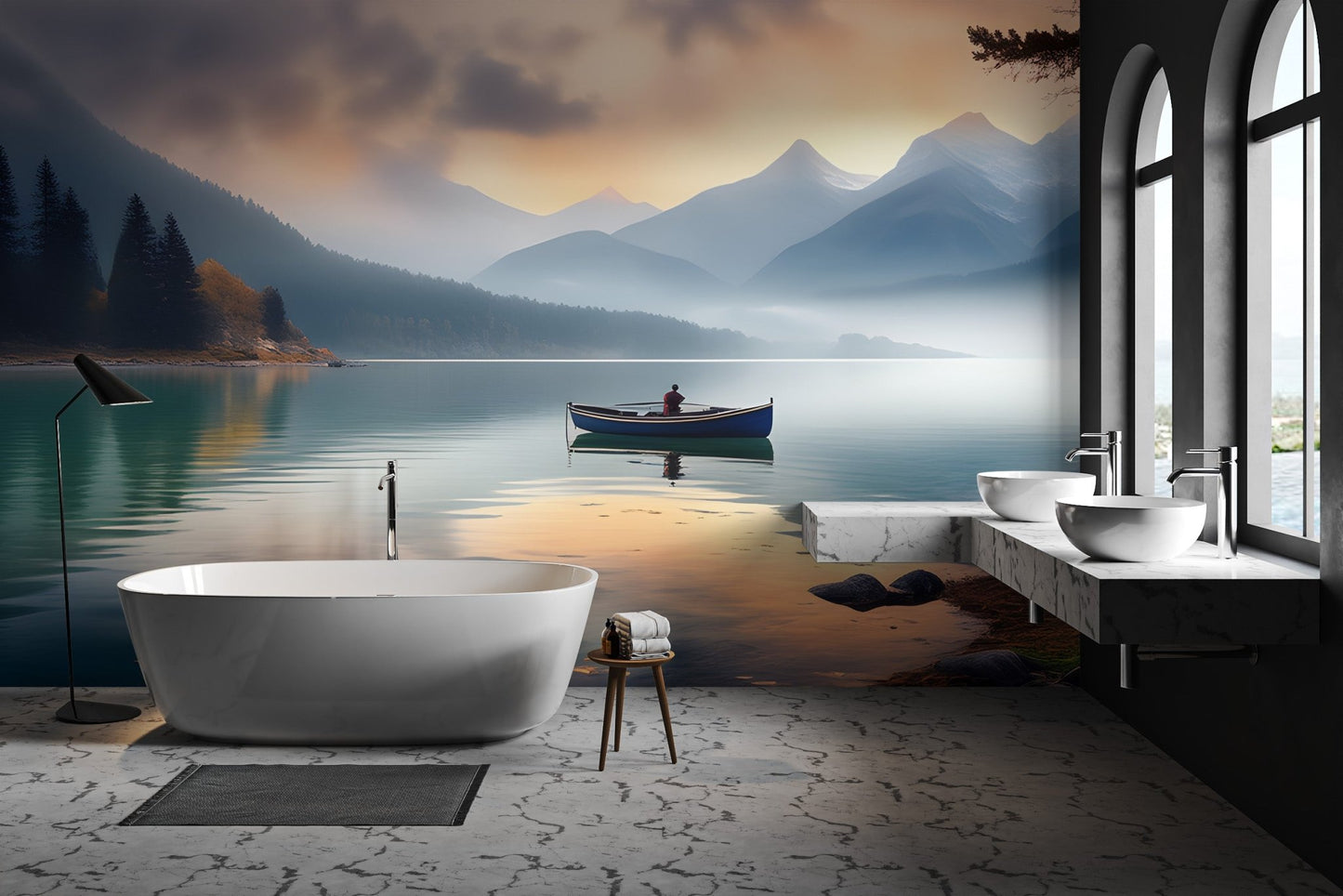 Emerald Lake Boat Reflection Wallpaper - Wallanza