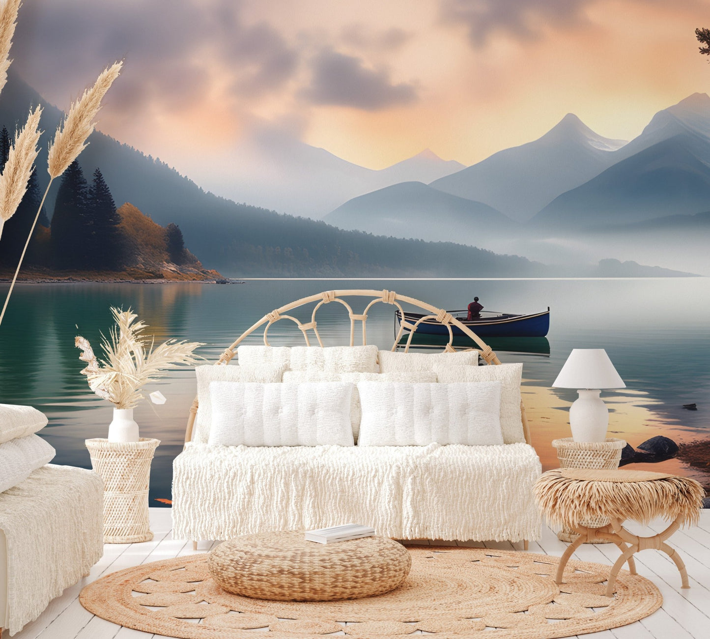 Emerald Lake Boat Reflection Wallpaper - Wallanza