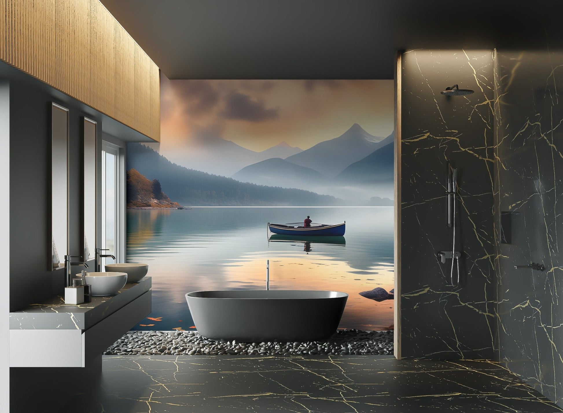 Emerald Lake Boat Reflection Wallpaper - Wallanza