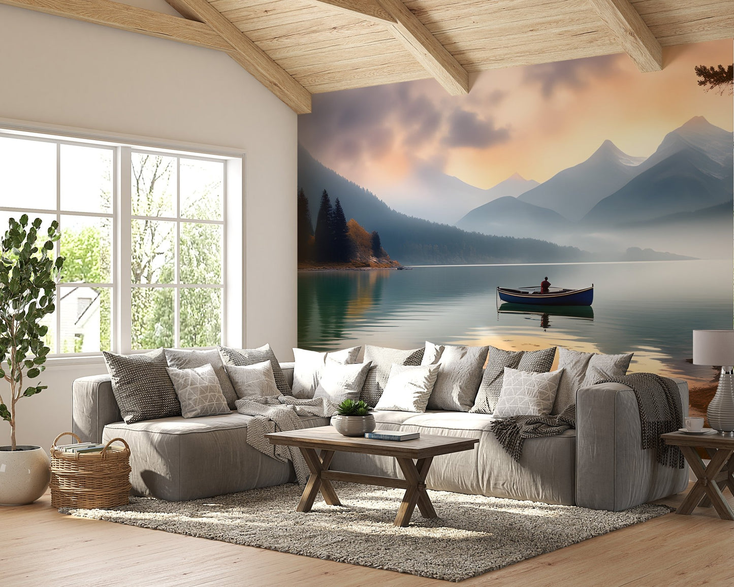 Emerald Lake Boat Reflection Wallpaper - Wallanza