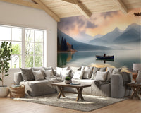 Emerald Lake Boat Reflection Wallpaper - Wallanza