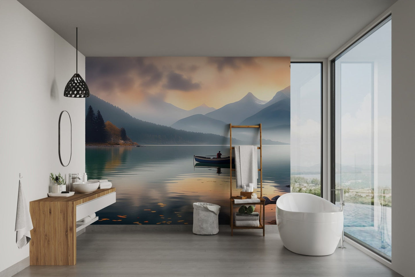 Emerald Lake Boat Reflection Wallpaper - Wallanza