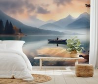 Emerald Lake Boat Reflection Wallpaper - Wallanza