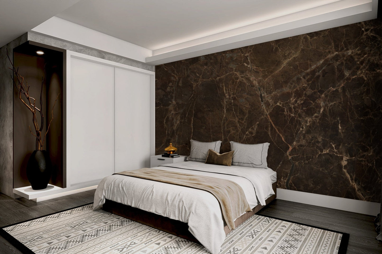 Intricate Emperador Dark marble patterns for wall decor