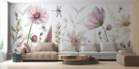Enchanted bloom mural with soft pastel flower shades.
