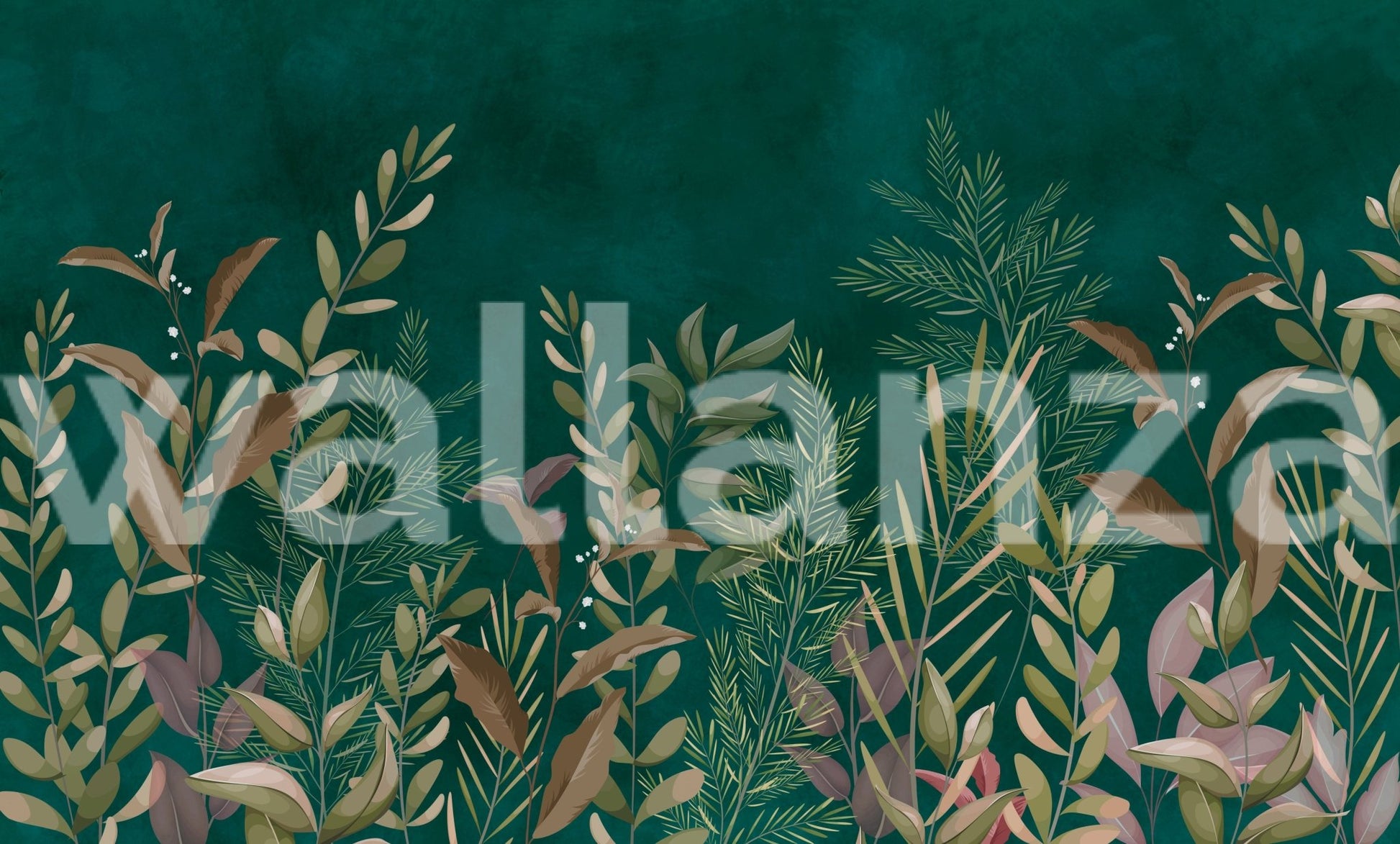 Enchanted Evergreen Botanical Wall Mural for home interiors.