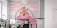 Enchanted castle wall mural for graceful and fairytale living room.
