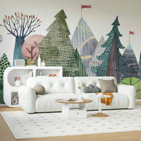 Enchanted Watercolor Woods Wall Mural in nursery.