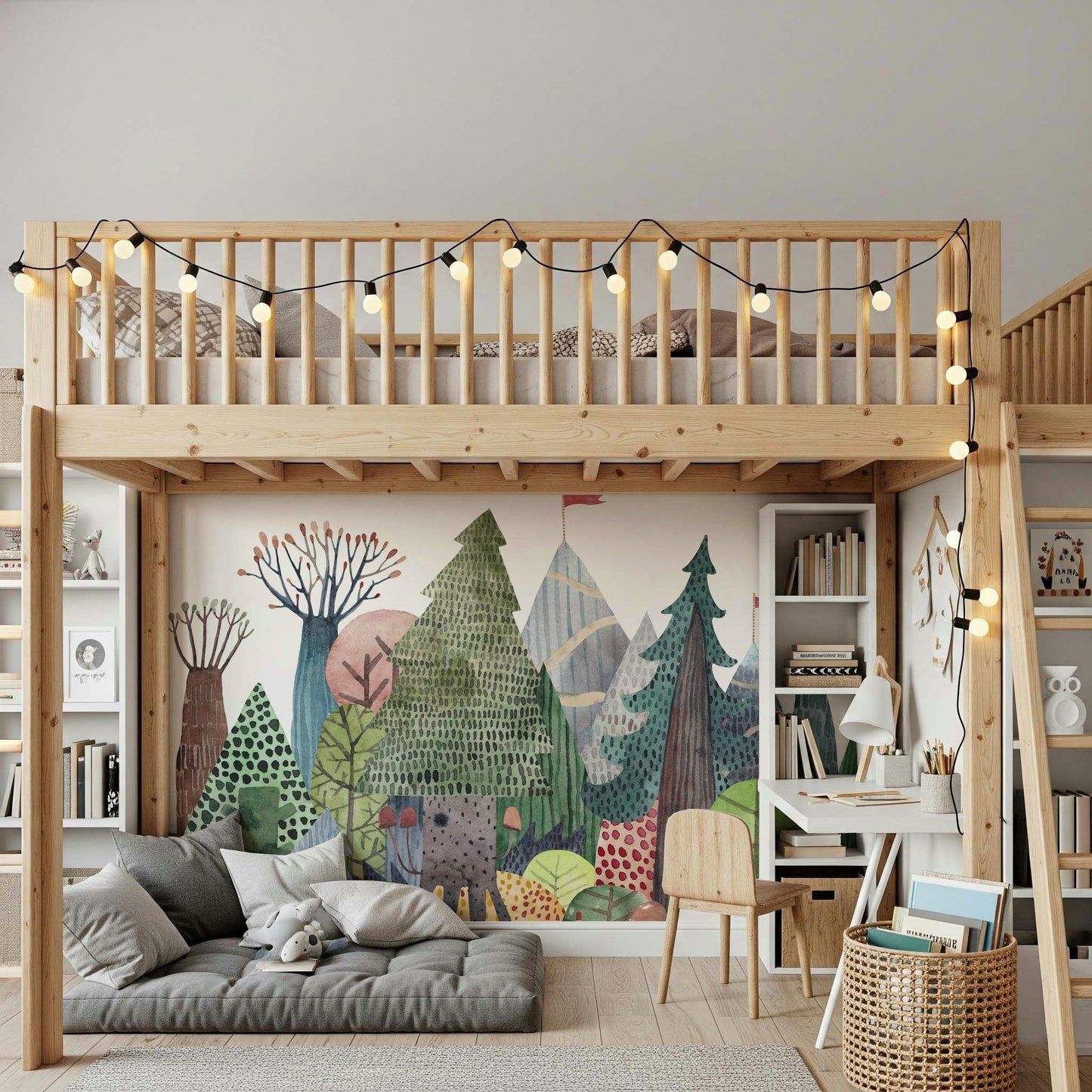 Elegant tree wallpaper for a master suite retreat.