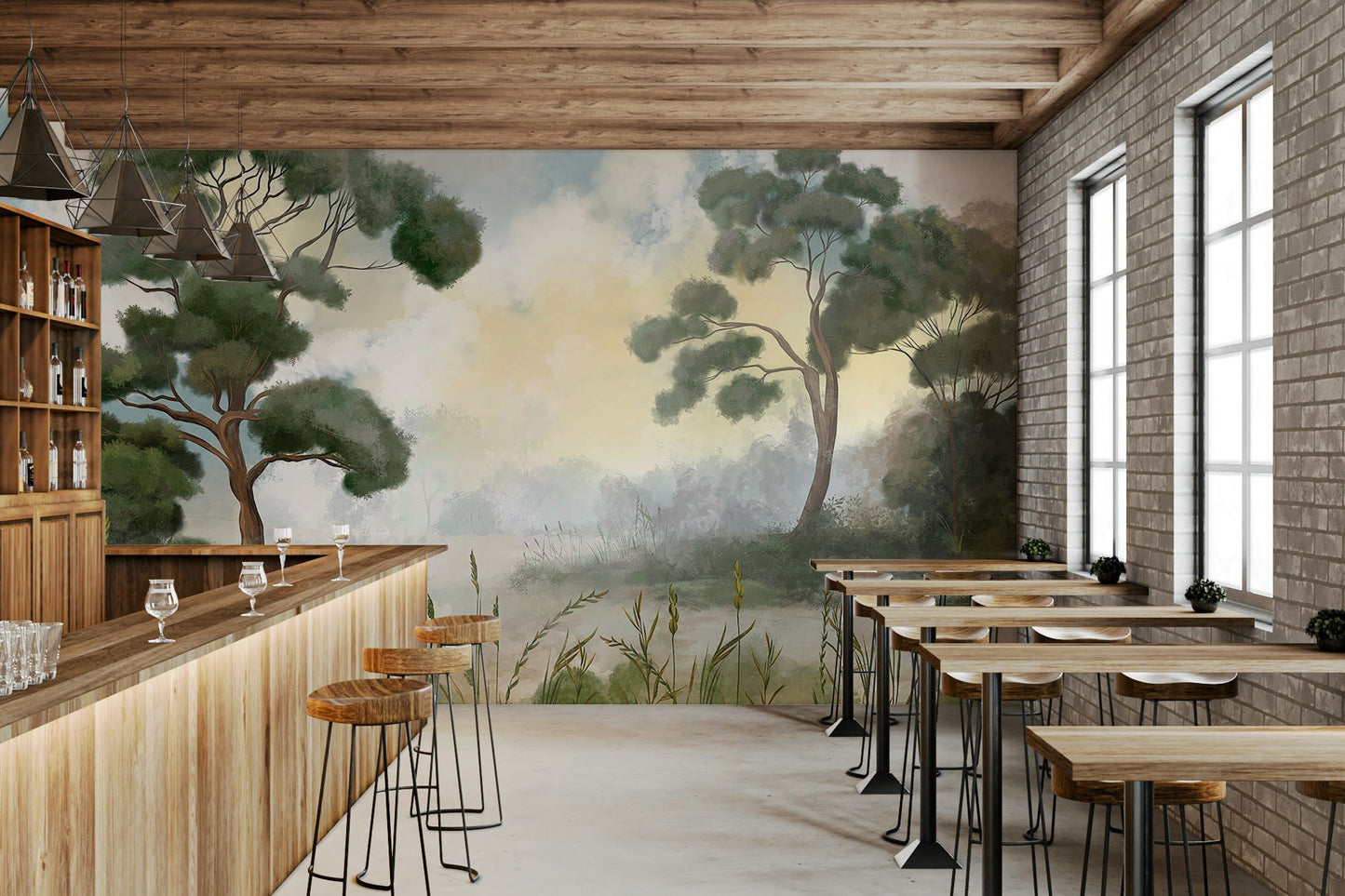 olive forest enduring woodland wallpaper mural full wall