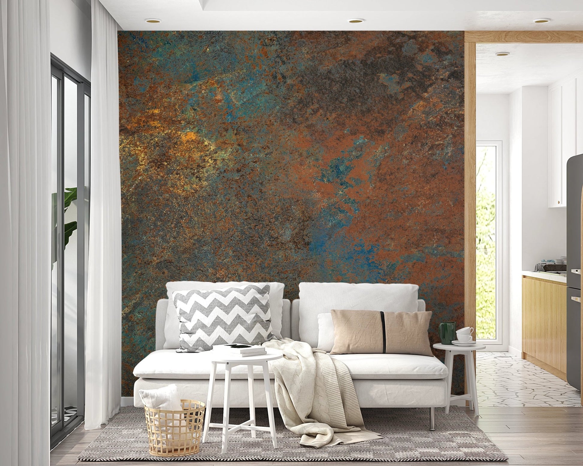 Eroded metal aesthetic for contemporary walls