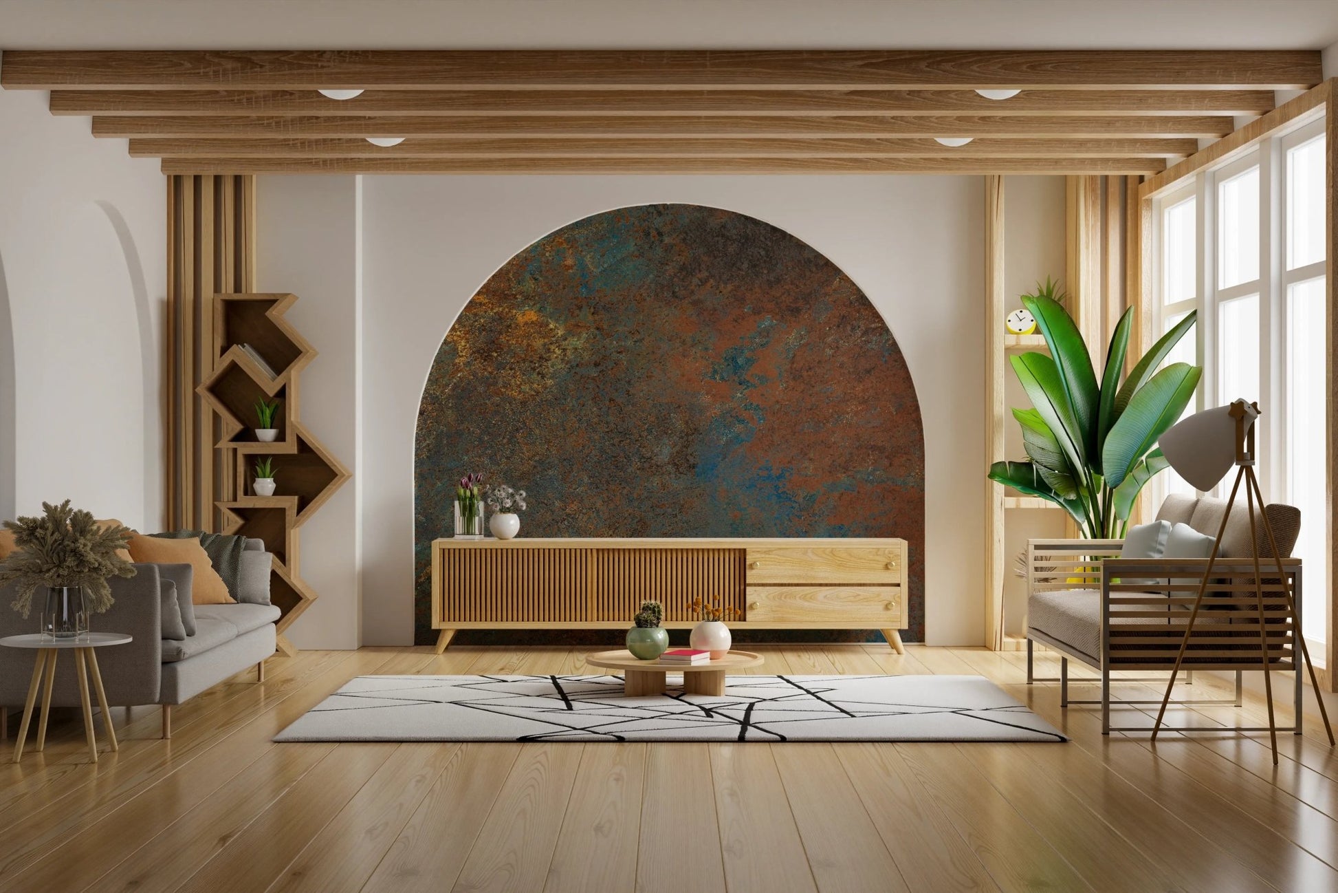 Detailed patina and rust mineral wall mural