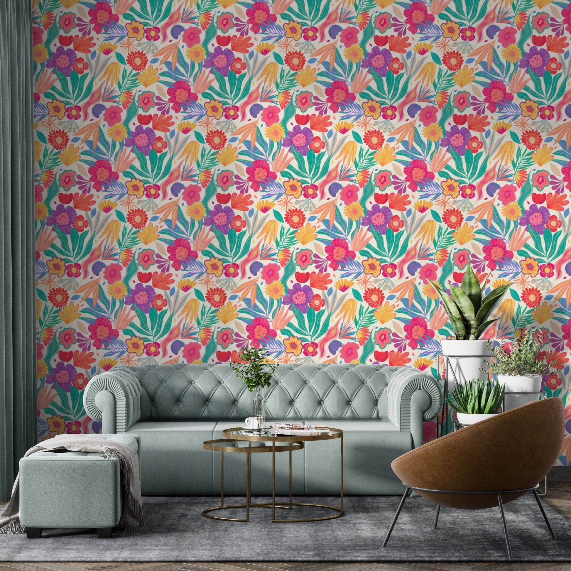 Exotic Blooms Wallpaper Mural - Wallanza