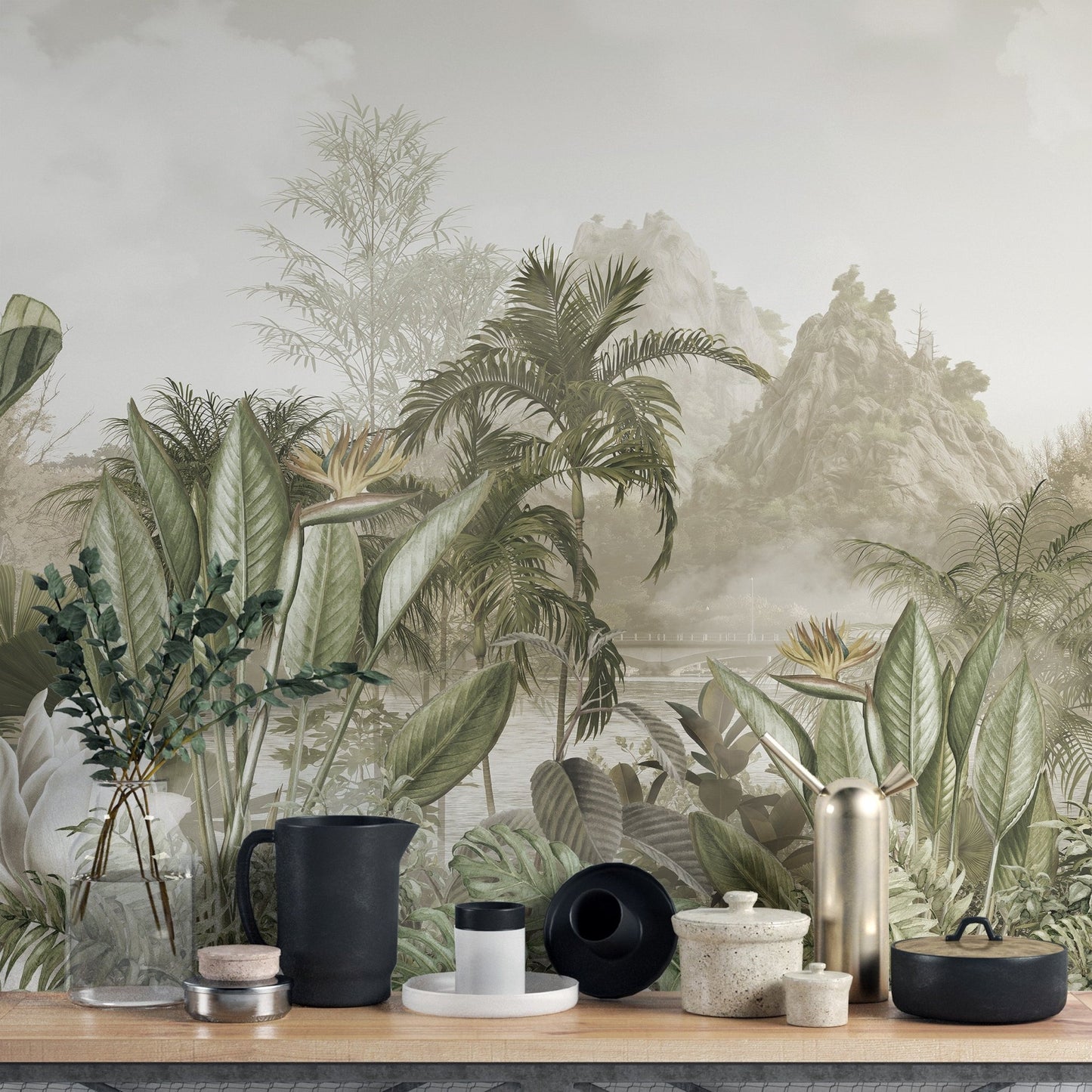 Exotic Mountain View Wall Mural - Wallanza