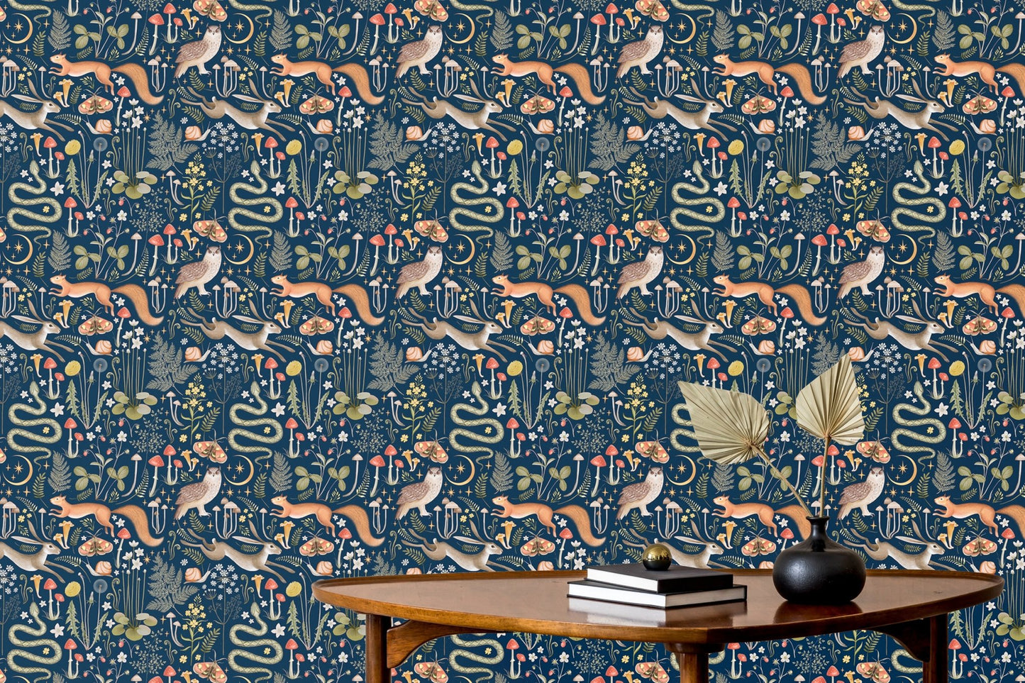 Fairy-themed wallpaper with a striking dark blue background in study space.