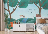 Enchanting fairyland fauna design for kids bedroom walls.
