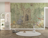 Ethereal fairyland design with a suspended mesh hammock wall mural.