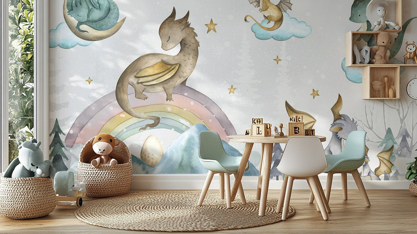 Fairytale Dragon Soiree Wall Mural - Wallanza
