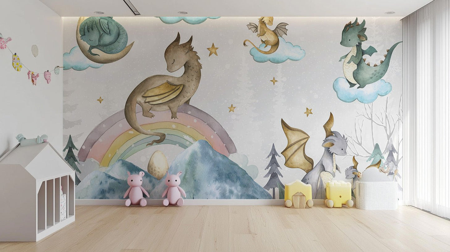 Fairytale Dragon Soiree Wall Mural - Wallanza