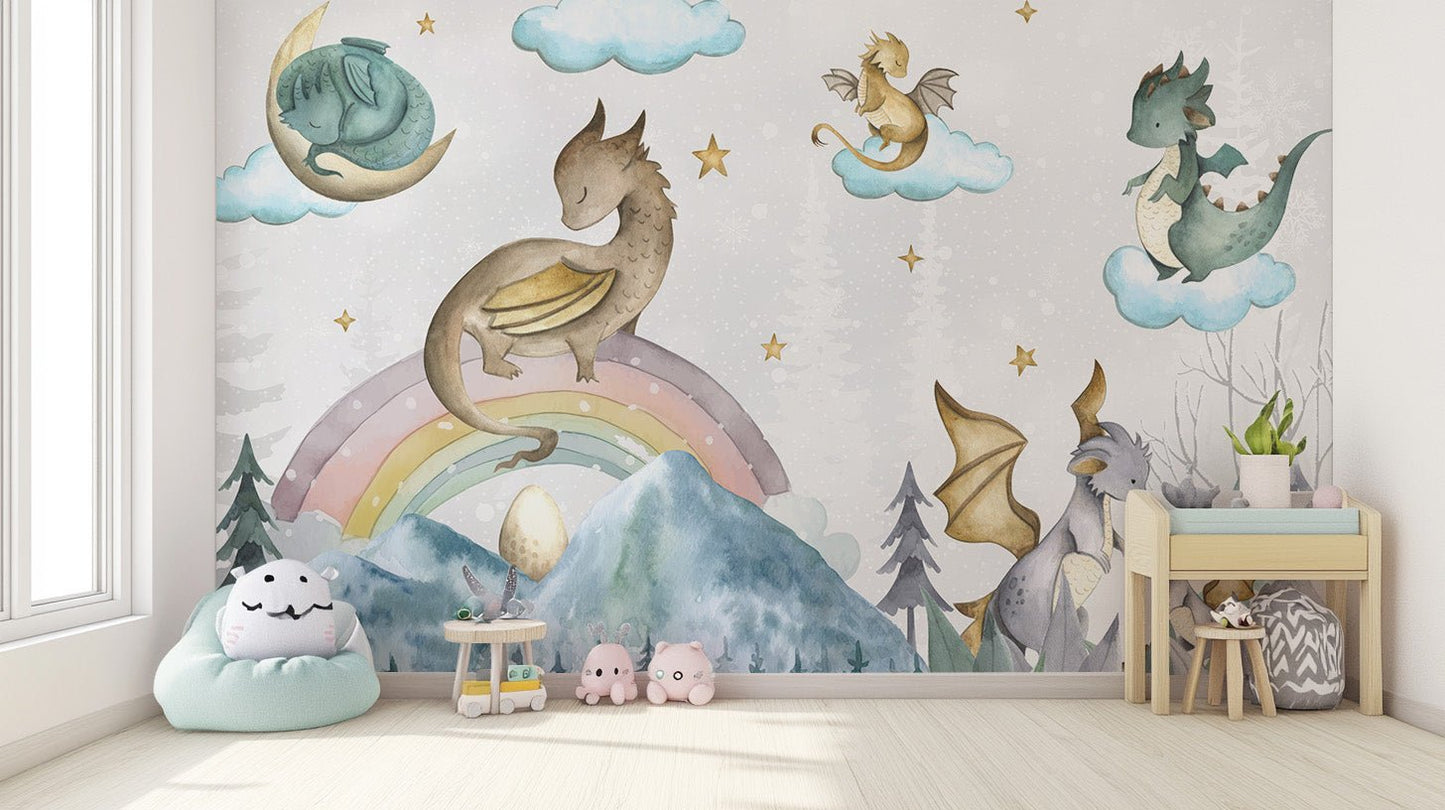 Fairytale Dragon Soiree Wall Mural - Wallanza