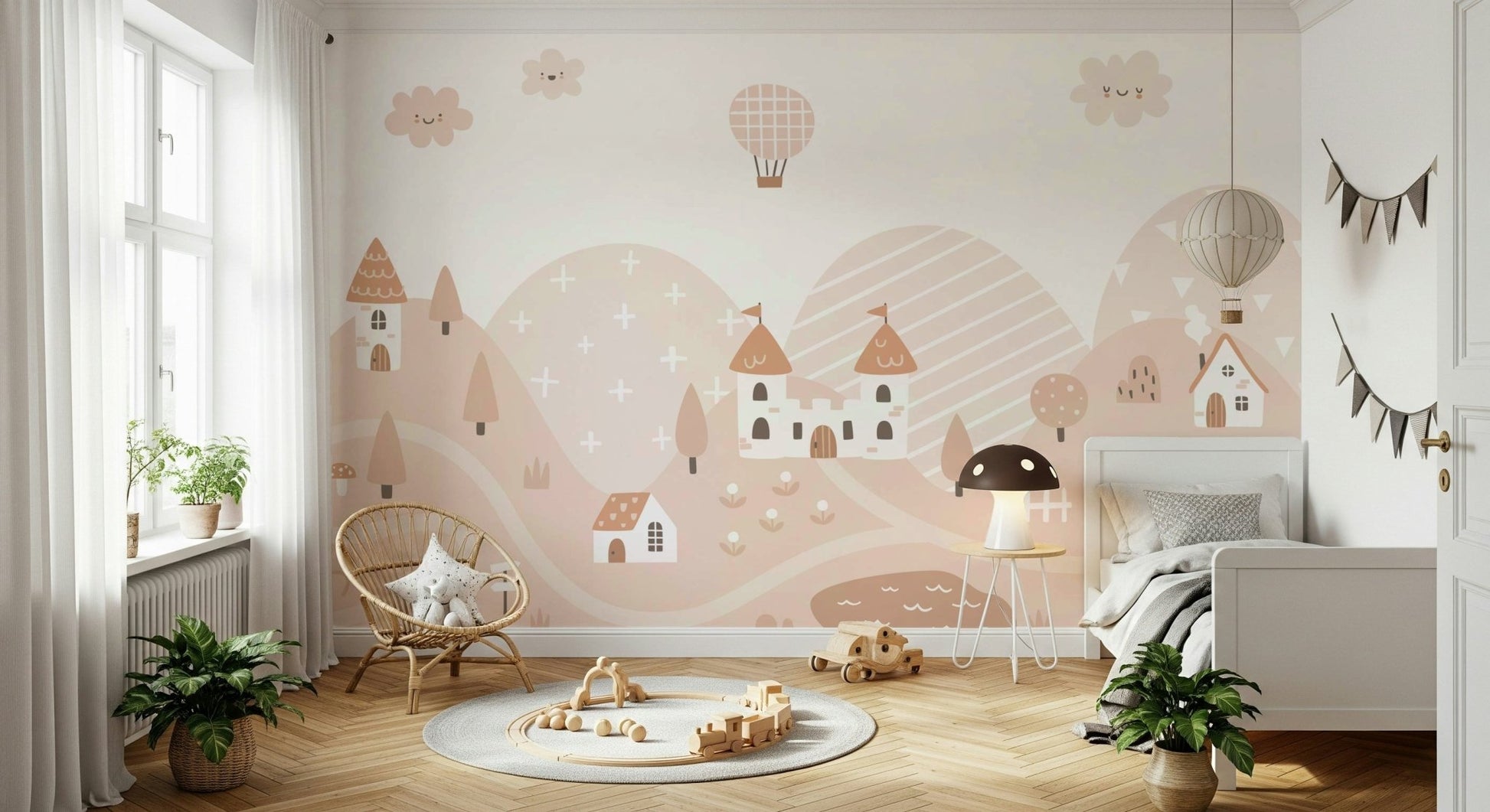 Fairytale Dreams Pastel Village Wall Mural - Wallanza