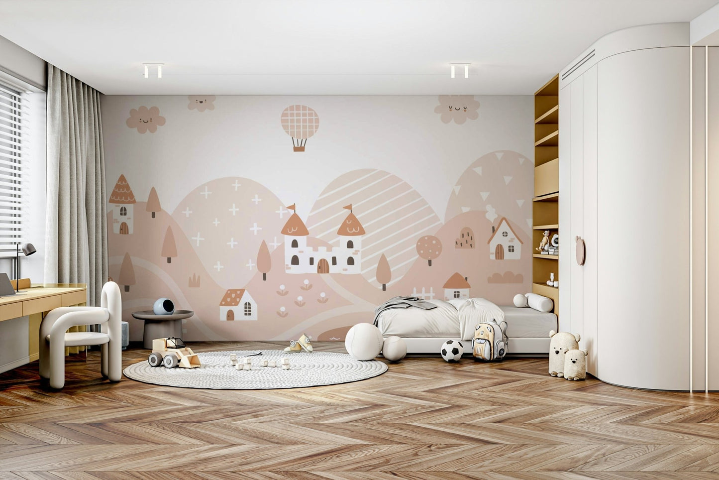 Fairytale Dreams Pastel Village Wall Mural - Wallanza