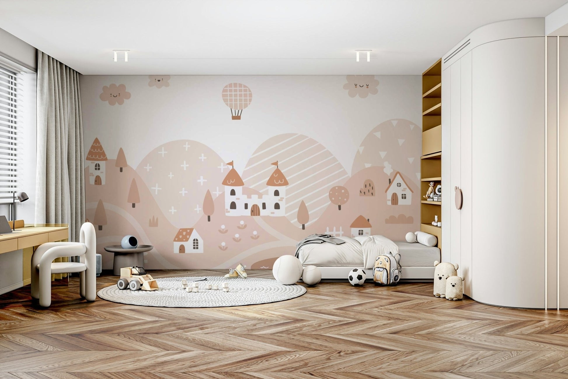 Fairytale Dreams Pastel Village Wall Mural - Wallanza