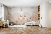 Fairytale Dreams Pastel Village Wall Mural - Wallanza
