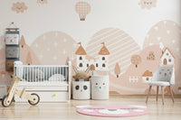 Fairytale Dreams Pastel Village Wall Mural - Wallanza