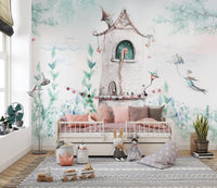 Fairytale castle wall art for kids' rooms
