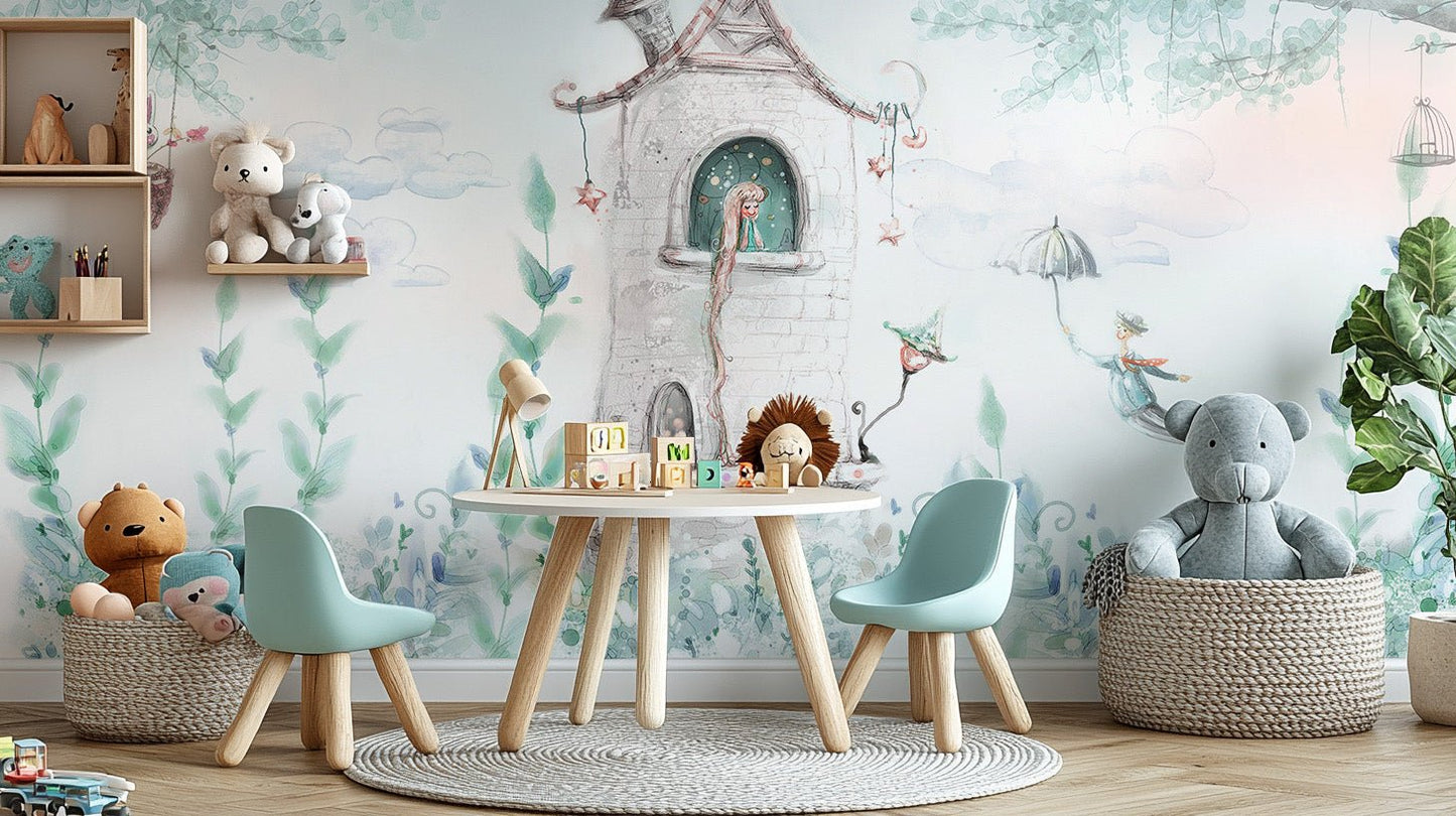 Princess castle design for dreamy wall decor
