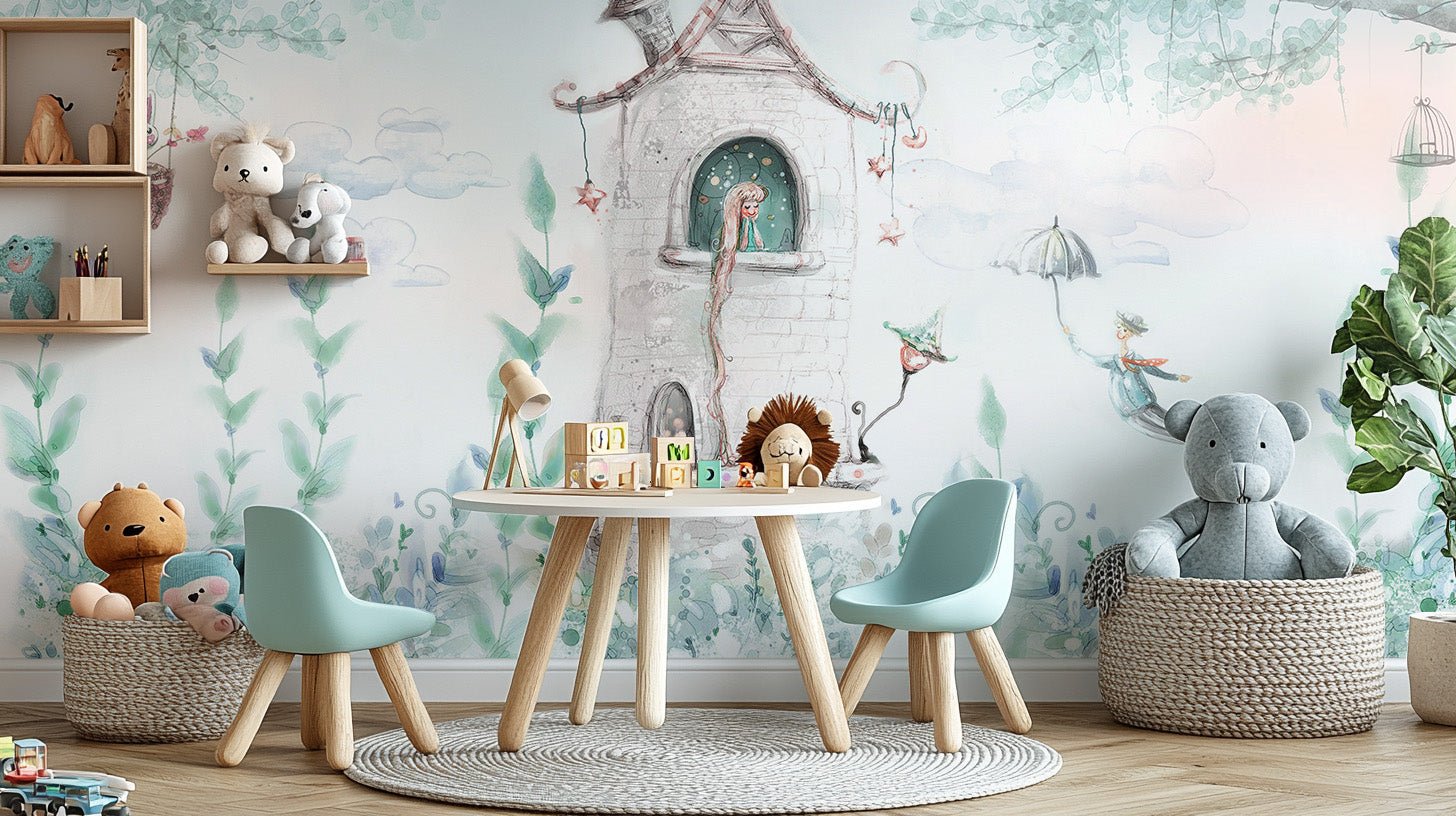 Princess castle design for dreamy wall decor
