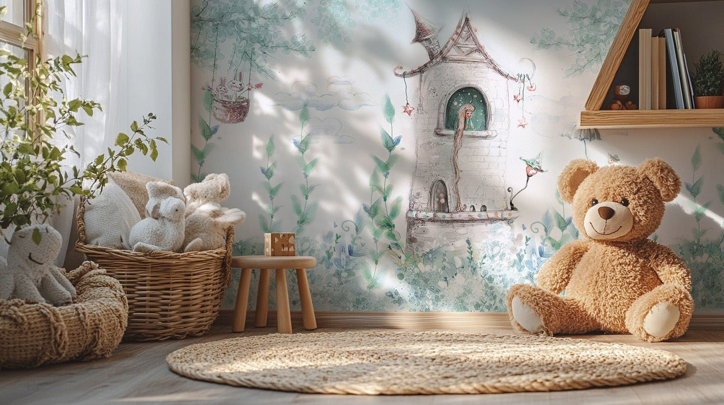 Princess castle mural for magical decor vibes
