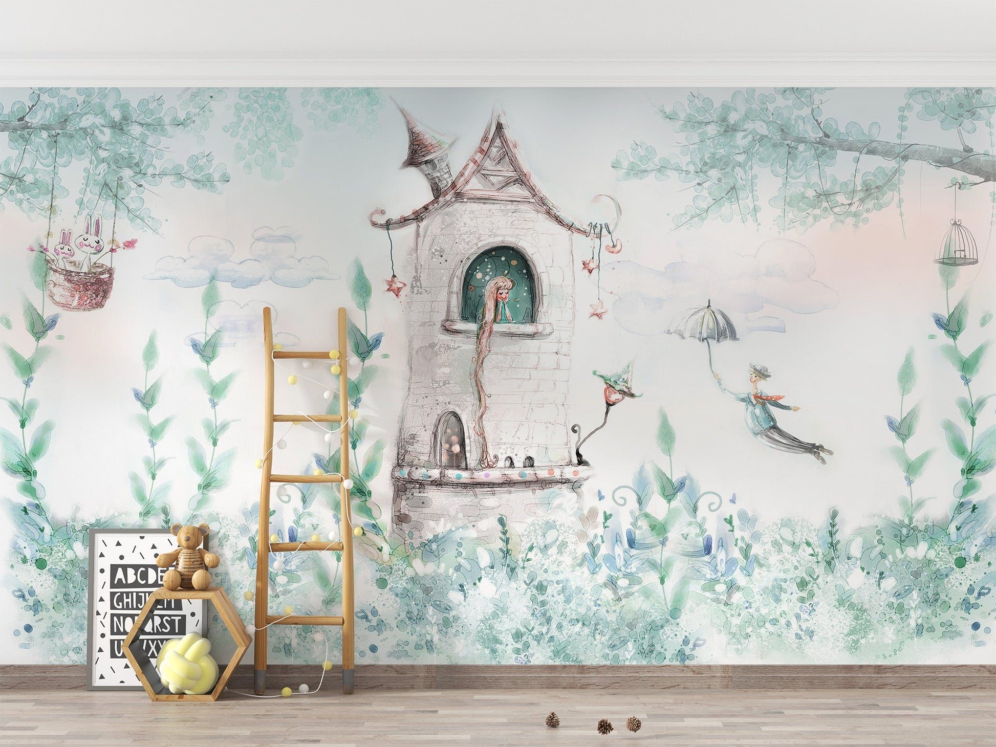 Magical castle wallpaper with fairytale appeal
