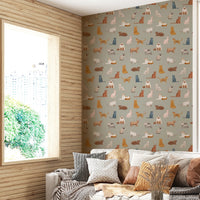 Charming calico and ginger cat design wallpaper