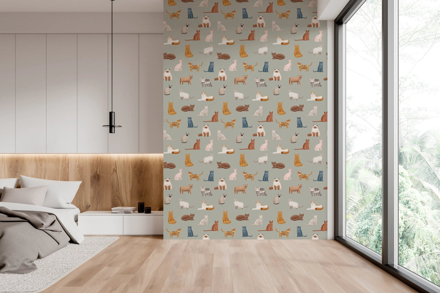 Detailed hand drawn cat breed patterns wallpaper