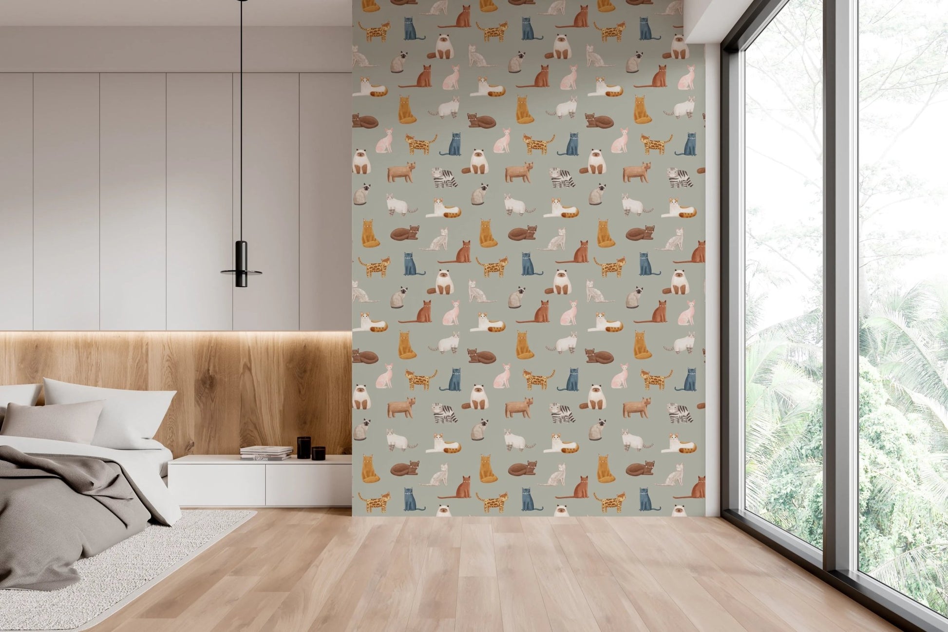 Detailed hand drawn cat breed patterns wallpaper