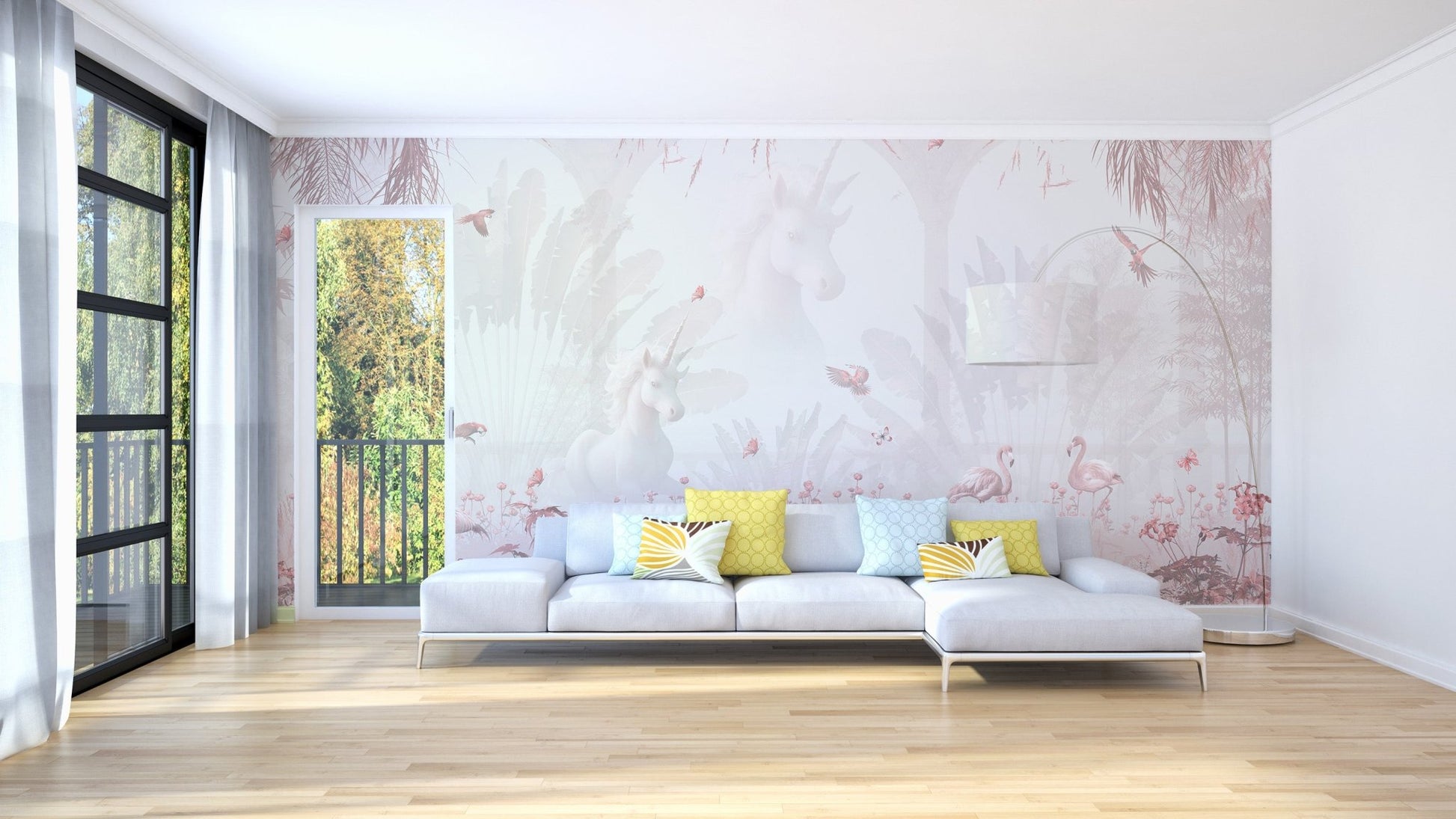 Fantasy Unicorn Garden Wallpaper Mural - Wallanza