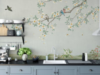 Nature-Inspired Feathered Canopy Wall mural for kitchen backdrop.