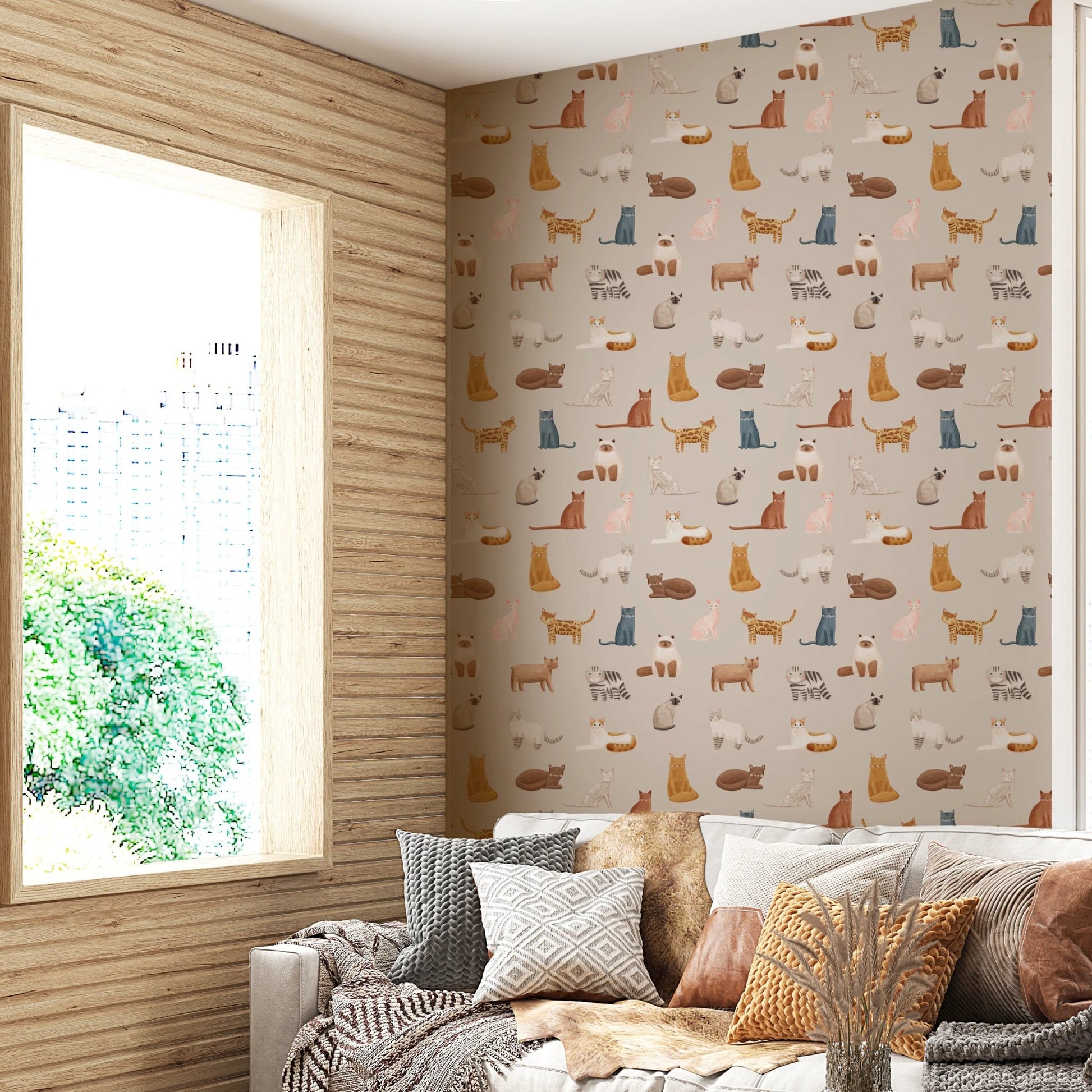 Artistic cat variety wallpaper murals