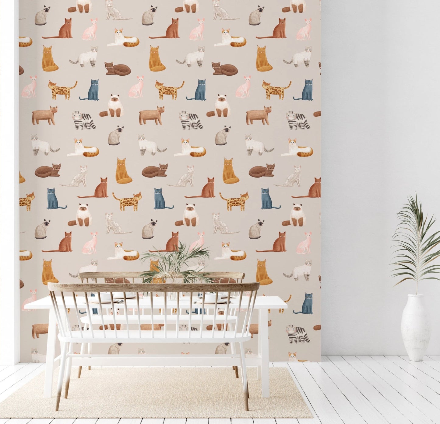 Illustrated breeds feline wall murals