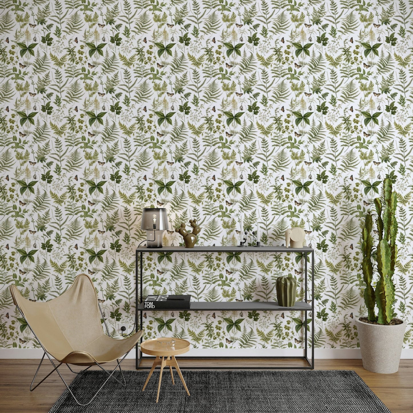 Neutral botanical feature wall