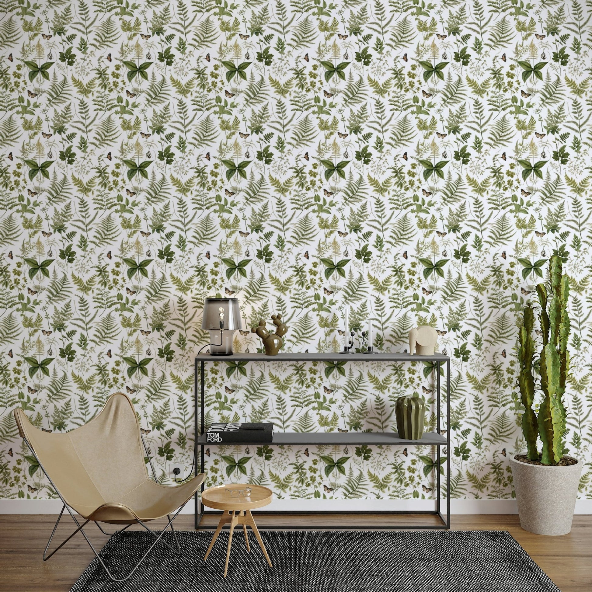Neutral botanical feature wall