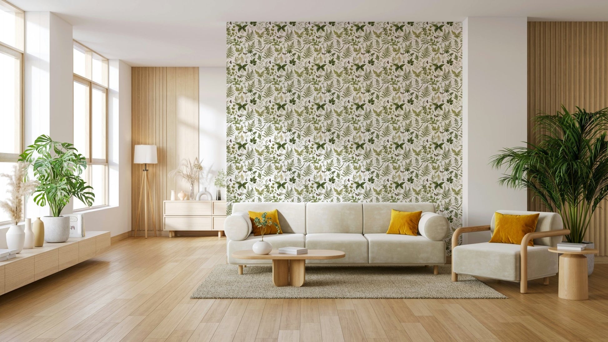 Earthy area with plant theme full wall