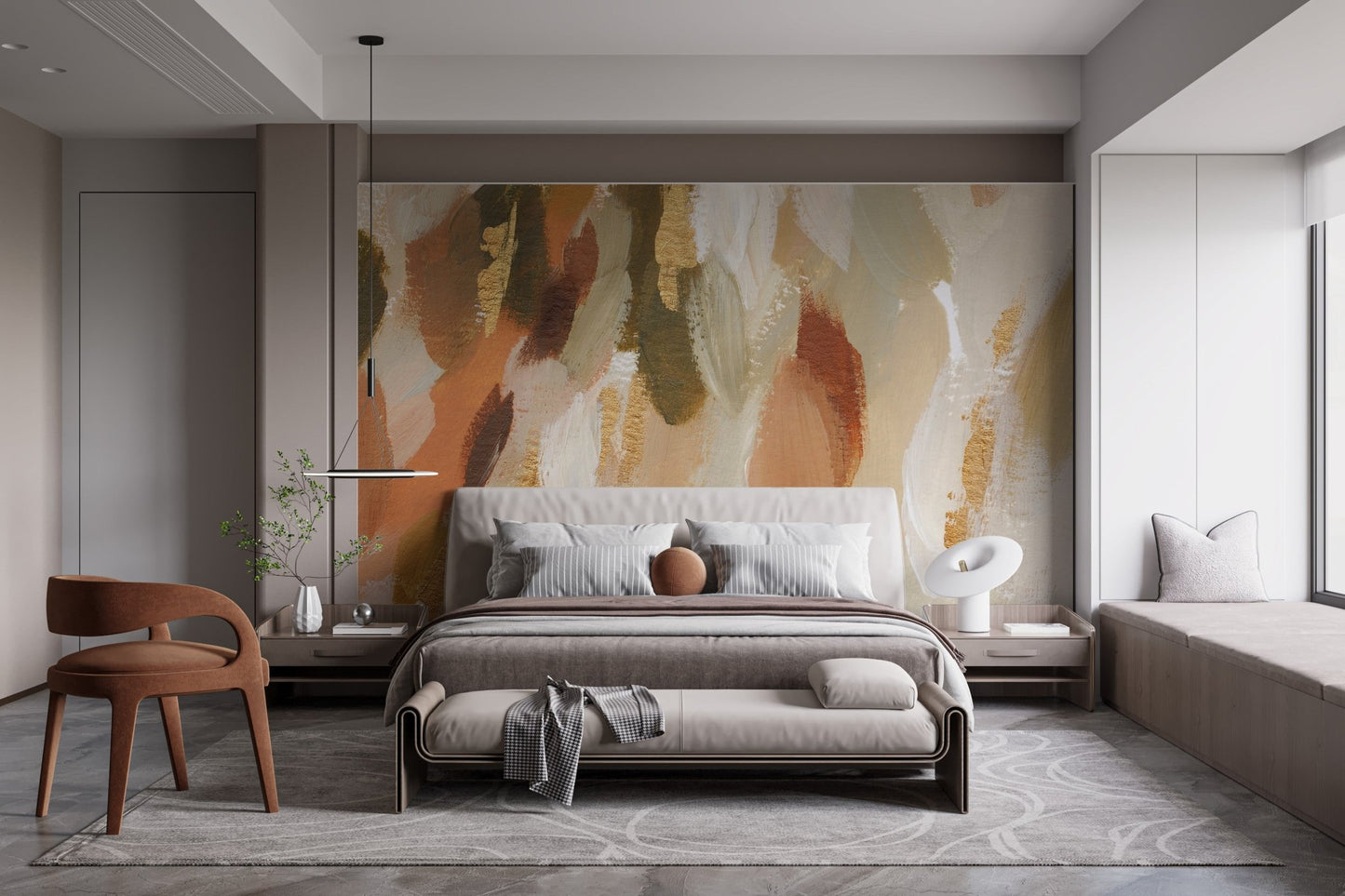 Modern artistic wallpaper with textured paint strokes.
