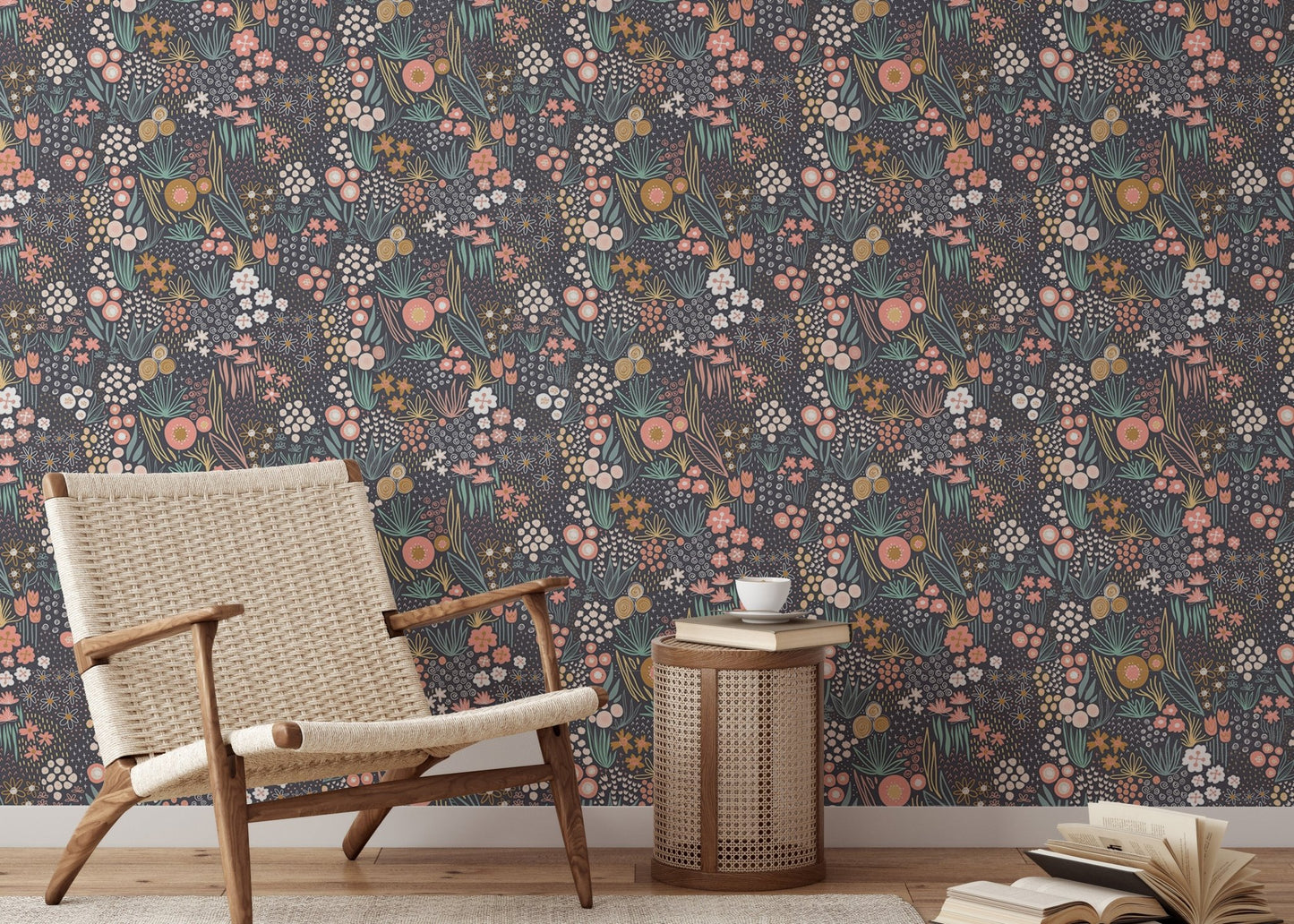 Field Pastel Colorful Repeat Pattern Flower Wallpaper