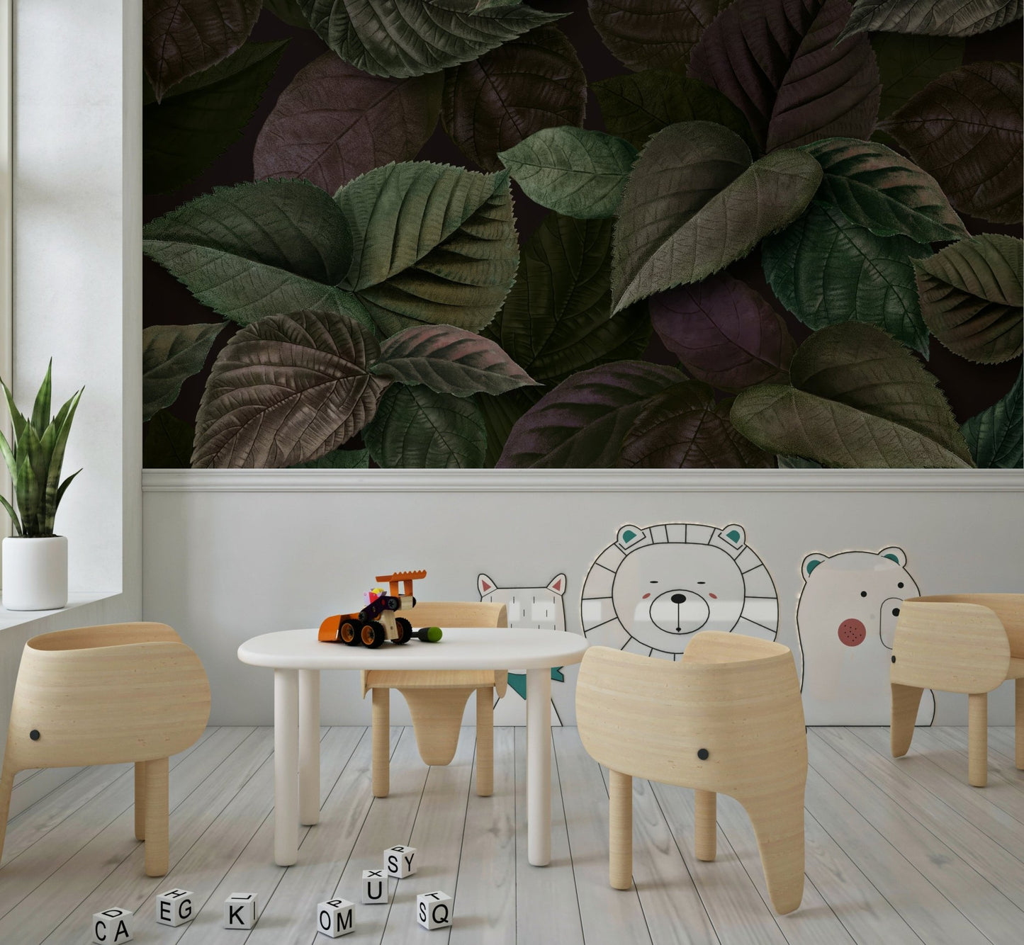 Fine Foliage Green Wall Mural - Wallanza