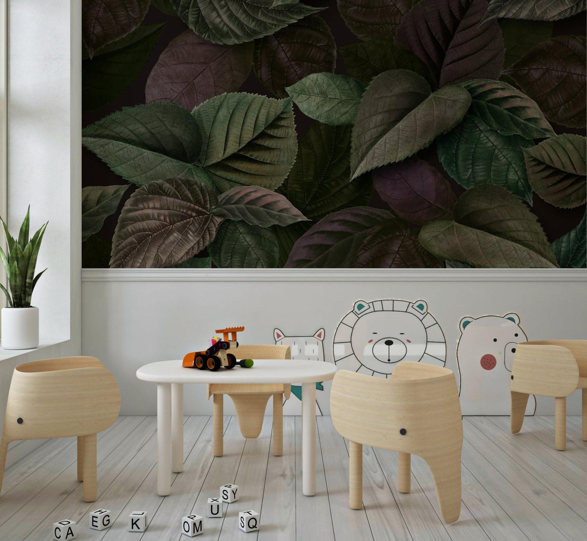 Fine Foliage Green Wall Mural - Wallanza