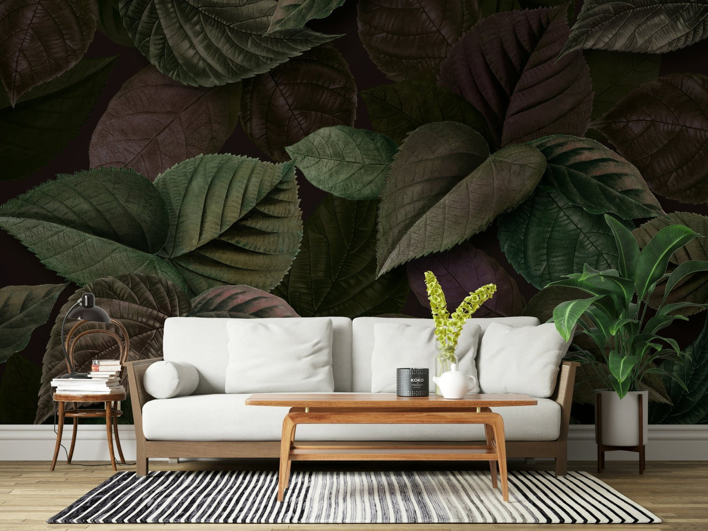 Nature themed wall decor for a small apartment