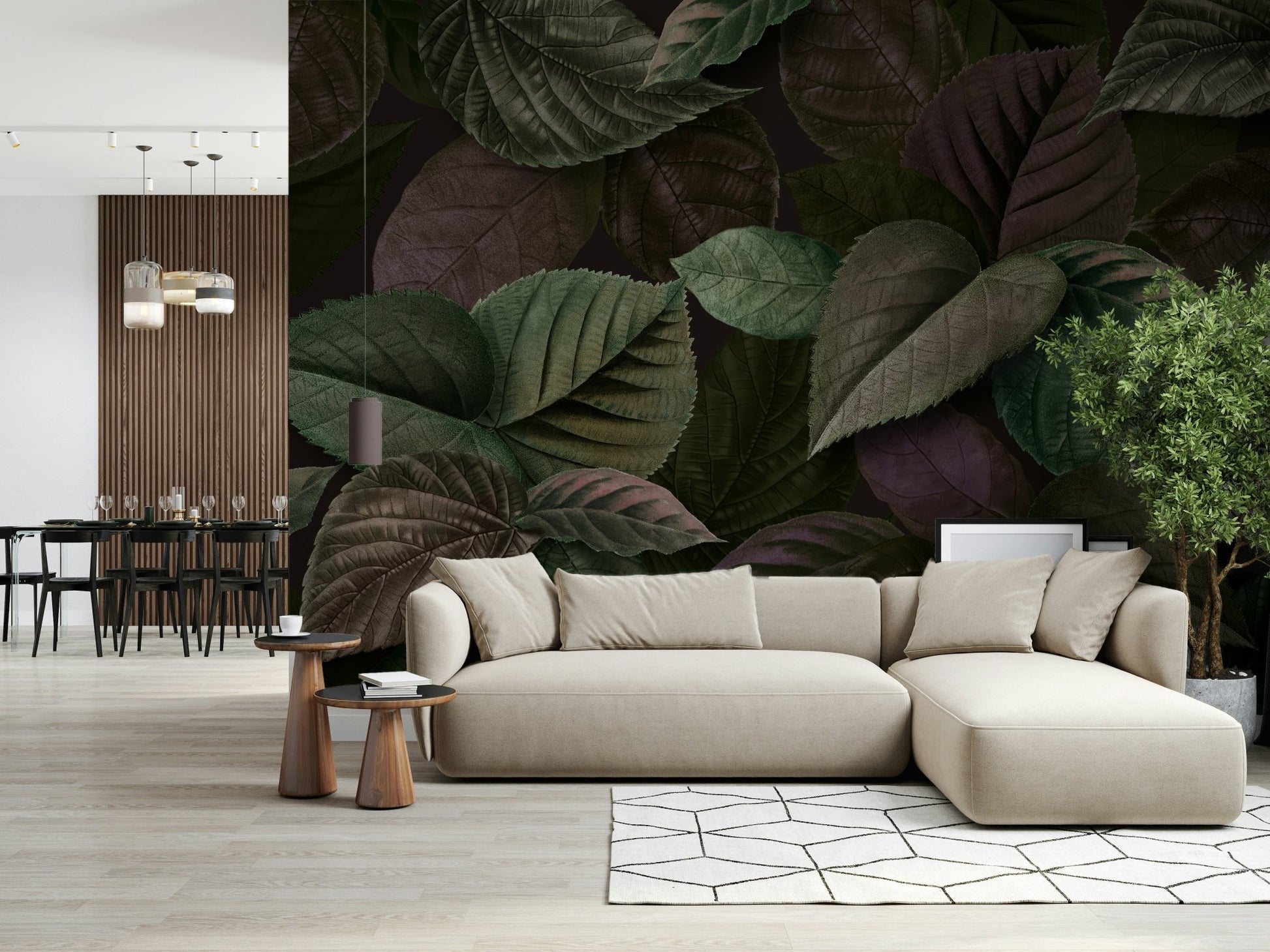 Fine Foliage Green Wall Mural - Wallanza